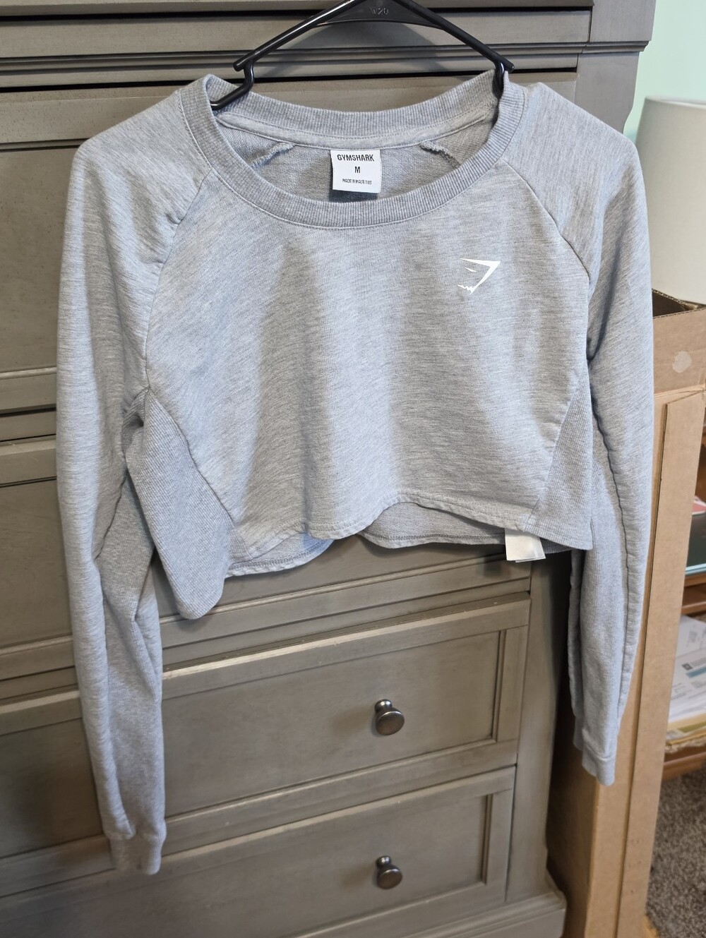 Gymshark Gray Cropped Long Sleeve Sweatshirt